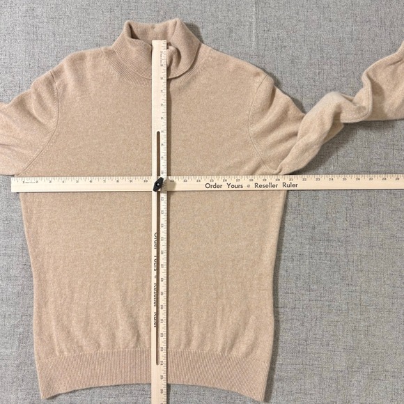 Lands End Sweater Women L 14-16 Tan Beige 100% Kaschmir Cashmere Turtleneck - Picture 3 of 7